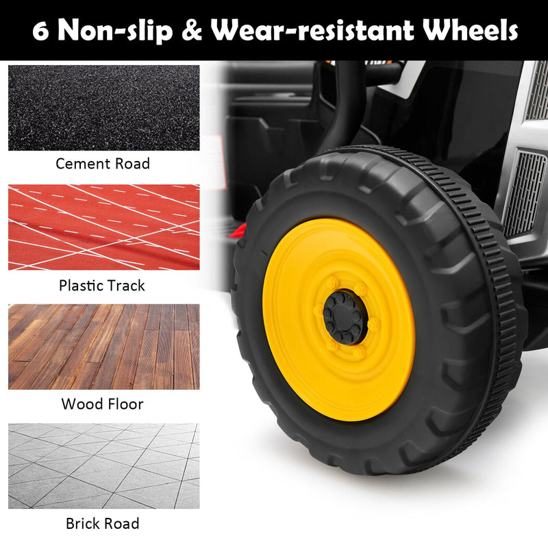 Electric Ride-on Tractor with Trailer for Kids - 3 Speeds & Remote Control - Black