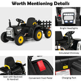 Electric Ride-on Tractor with Trailer for Kids - 3 Speeds & Remote Control - Black