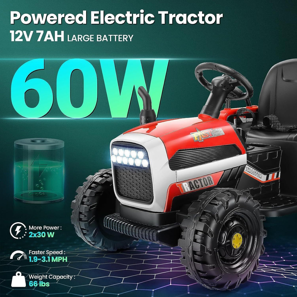 12V Electric Tractor with Trailer Ride-On Toy: Remote Control Fun for Kids!
