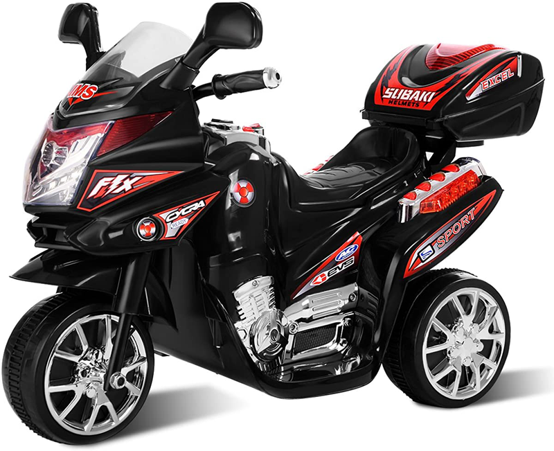 Electric Ride-On Trike with Music, Horn, and Headlights - Black