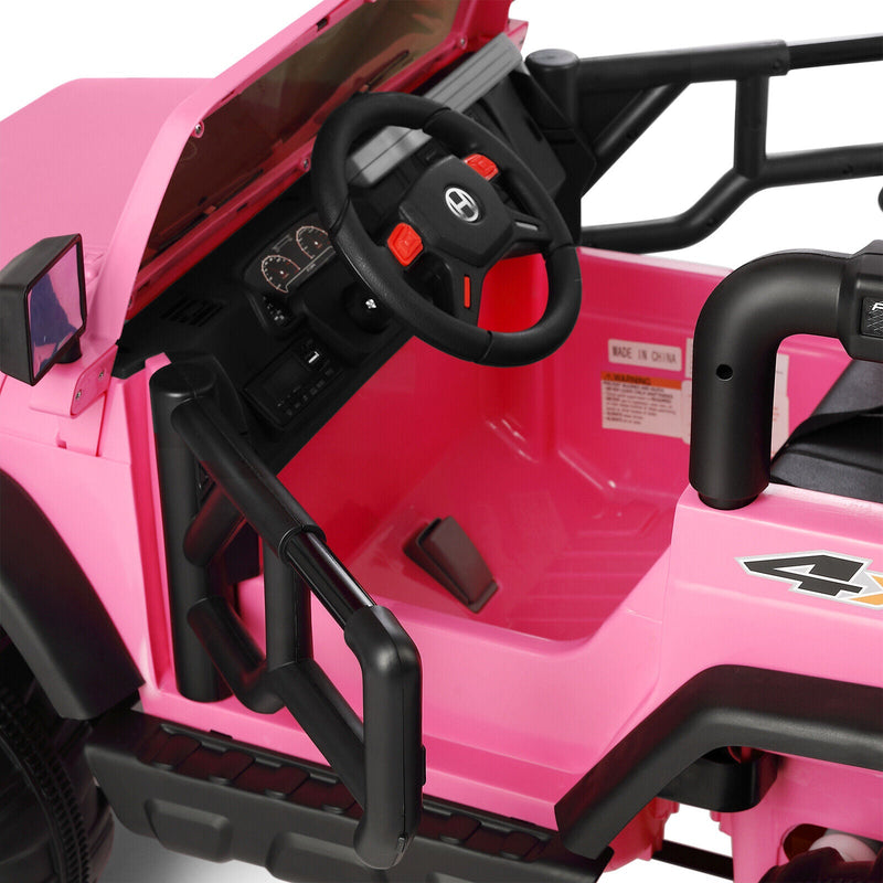 Electric Ride-On Truck for Kids with MP3 Player, Remote Control, and Pink Cover - 12V