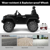 Electric Ride-On Truck for Kids with RC Control, Spring Suspension, Lights, Music, and Trunk - Black