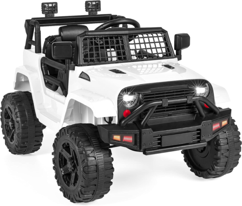 Electric Ride-On Truck for Kids with Remote Control and Aux Port - White