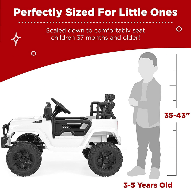 Electric Ride-On Truck for Kids with Remote Control and Aux Port - White