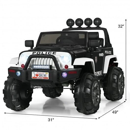 Electric Ride-On Truck for Kids with Remote Control and Magnetic Double Doors - Black & White