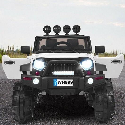 Electric Ride-On Truck for Kids with Remote Control and Magnetic Double Doors - White