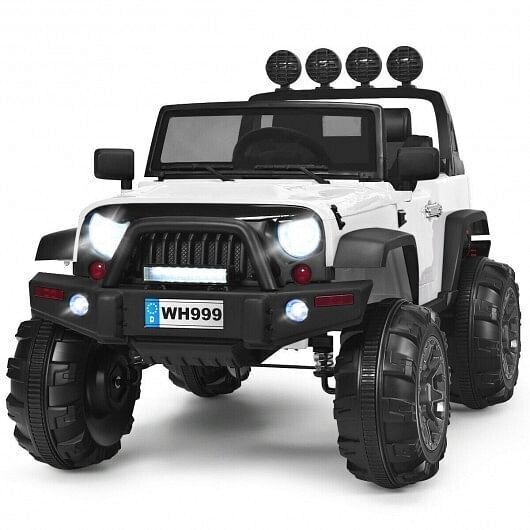 Electric Ride-On Truck for Kids with Remote Control and Magnetic Double Doors - White