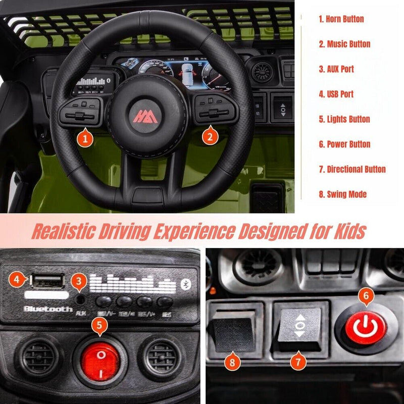 Electric Ride-On Truck for Kids with Remote Control, Bluetooth, and LED Lights - 12V