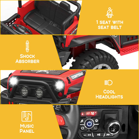 12V Electric Jeep Toy Car for Kids with LED Lights, MP3 Player, and Remote Control - Perfect Gift for Boys and Girls