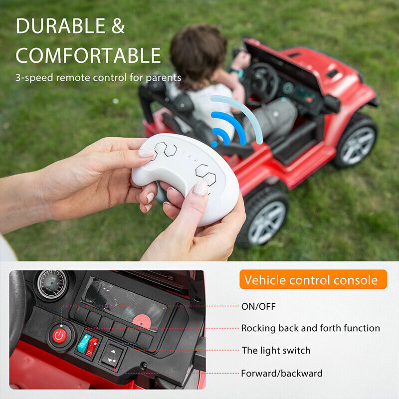 Electric Ride-On Truck for Kids with Remote Control, LED Lights, 3 Speeds, and Music