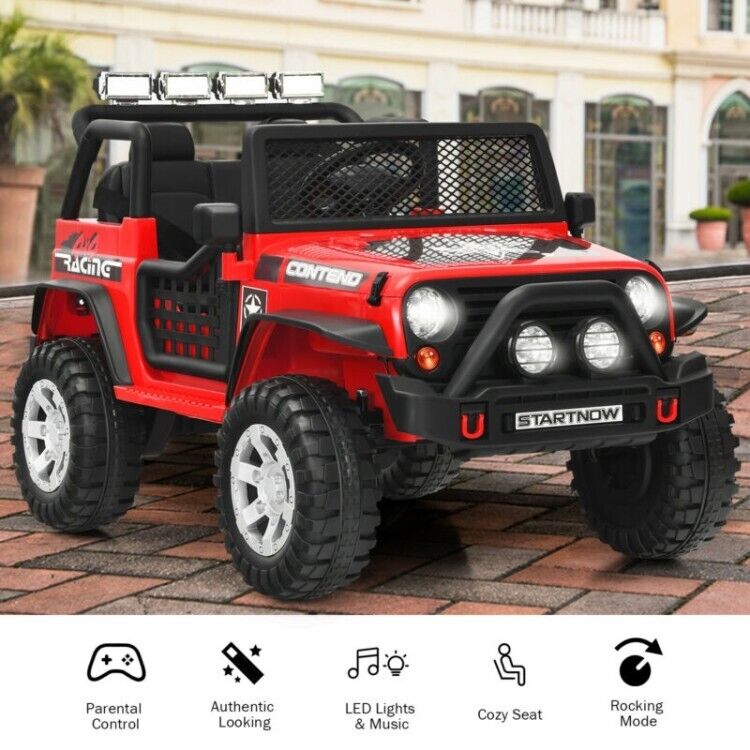 Electric Ride On Truck for Kids with Remote Control, Lights, and Music - 12V Children's Car Toy
