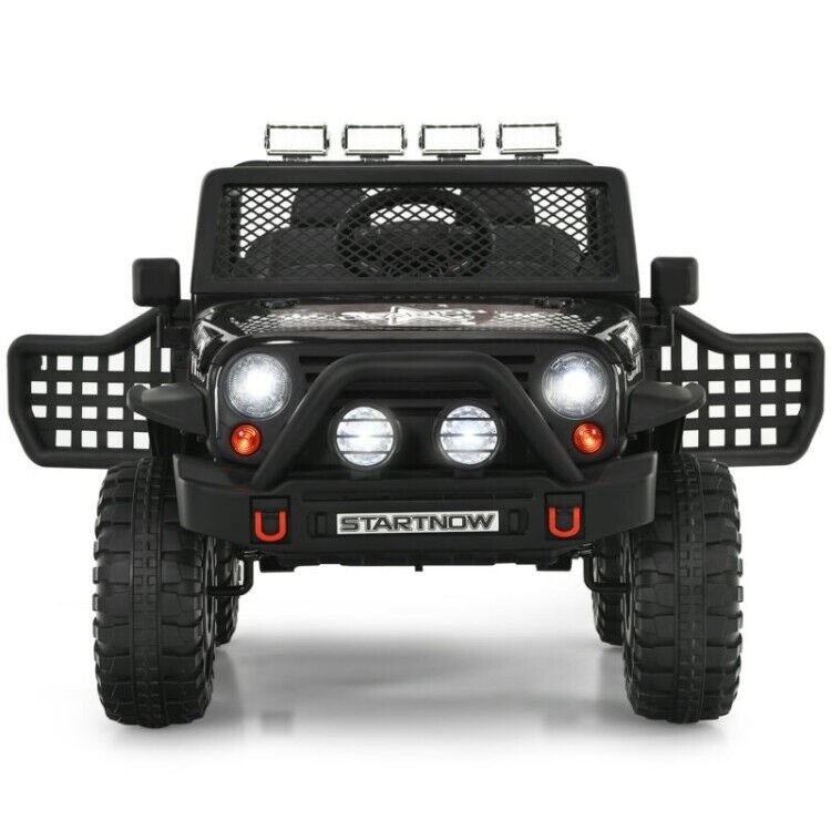 Electric Ride-On Truck for Kids with Remote Control, Lights, and Music - Black