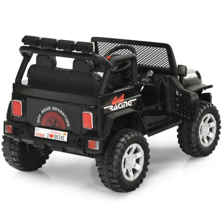 Electric Ride-On Truck for Kids with Remote Control, Lights, and Music - Black