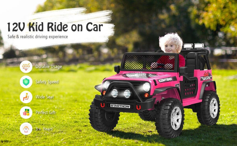 Electric Ride-On Truck for Kids with Remote Control, Lights, and Music - Black