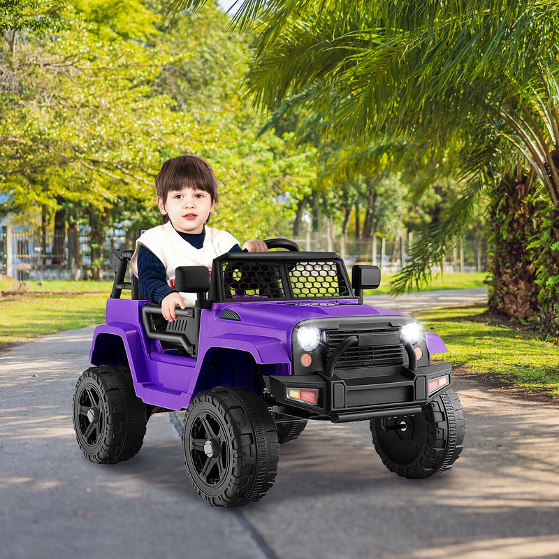 Electric Ride-On Truck for Kids with Remote Control, Lights, and Music - Purple
