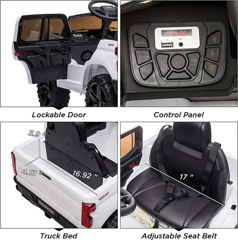 Electric Ride-On Truck for Kids with Remote Control, MP3 and Bluetooth - White