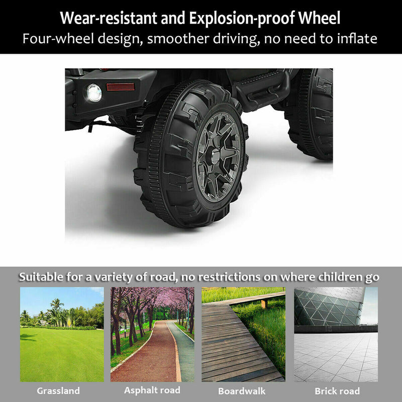 Electric Ride-On Truck for Kids with Remote Control, MP3 Player, and LED Lights - Black