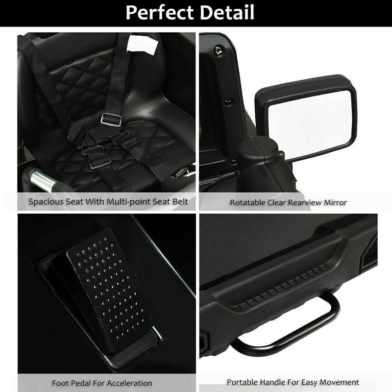 Electric Ride-On Truck for Kids with Remote Control, MP3 Player, and LED Lights - Black