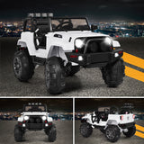 Electric Ride-On Truck for Kids with Remote Control, MP3 Player, and LED Lights - White