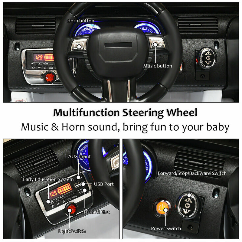 Electric Ride-On Truck for Kids with Remote Control, MP3 Player, and LED Lights - White