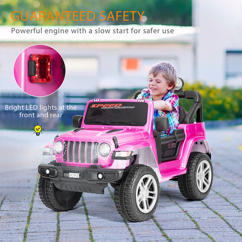 Electric Ride-On Truck for Kids with Remote Control, MP3 Player, LED Lights, and 3 Speeds - Pink