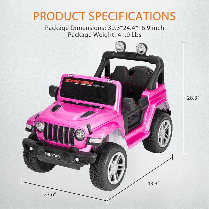 Electric Ride-On Truck for Kids with Remote Control, MP3 Player, LED Lights, and 3 Speeds - Pink