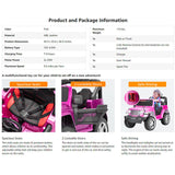 Electric Ride-On Truck for Kids with Remote Control, MP3 Player, LED Lights, and 3 Speeds - Pink