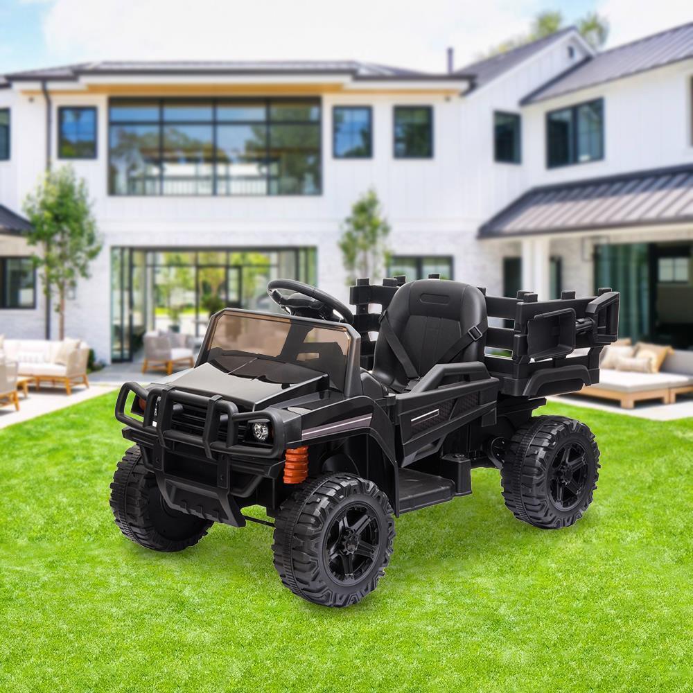 Electric Ride-On Truck for Kids with Remote Control, Music, and Lights - Black