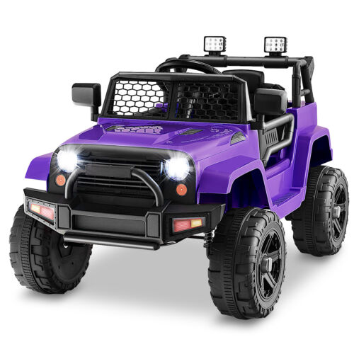 Electric Ride-On Truck for Kids with Remote Control, Music, and Lights - Purple