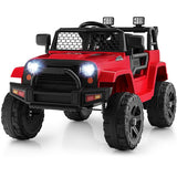 Electric Ride-On Truck for Kids with Remote Control, Music, and Lights - Red