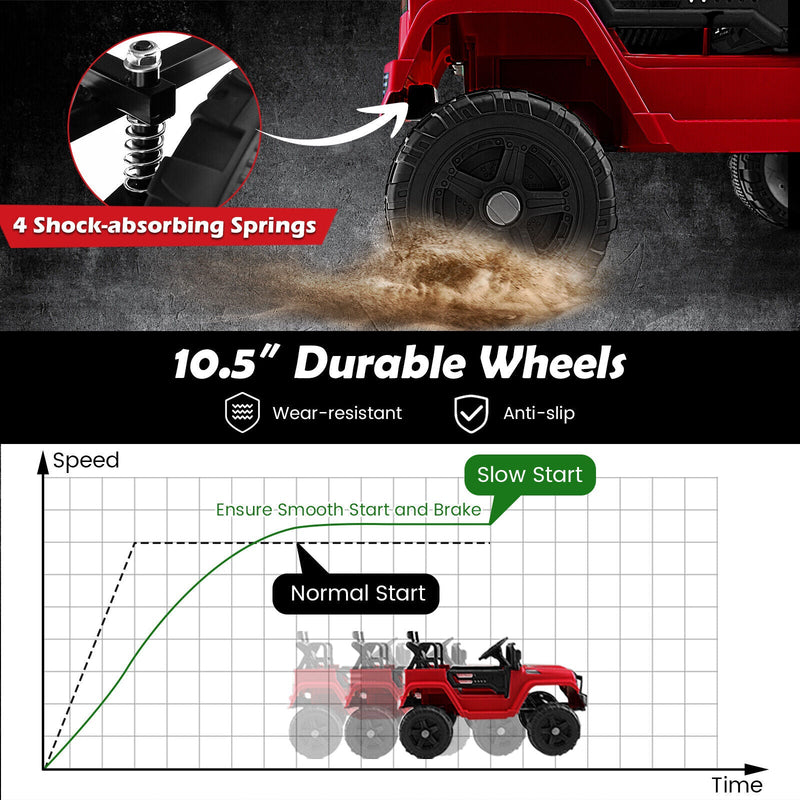 Electric Ride-On Truck for Kids with Remote Control, Music, and Lights - Red