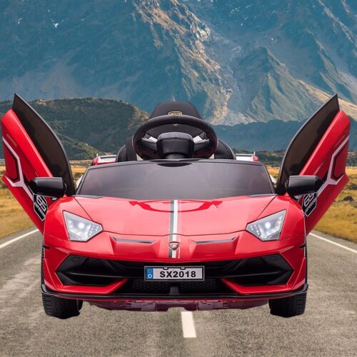 Electric Sport Car for Kids with LED MP3, Remote Control, and Hydraulic Doors - 12V Ride On Toy