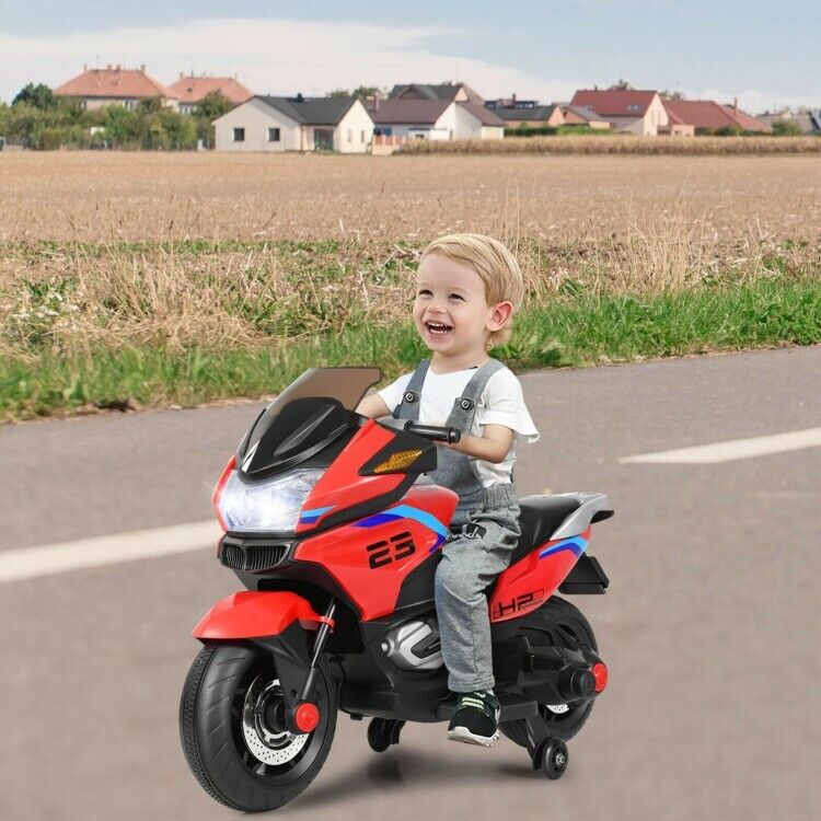 Electric Toddler Motor Bike with 12V Battery and Training Wheels for Outdoor Fun