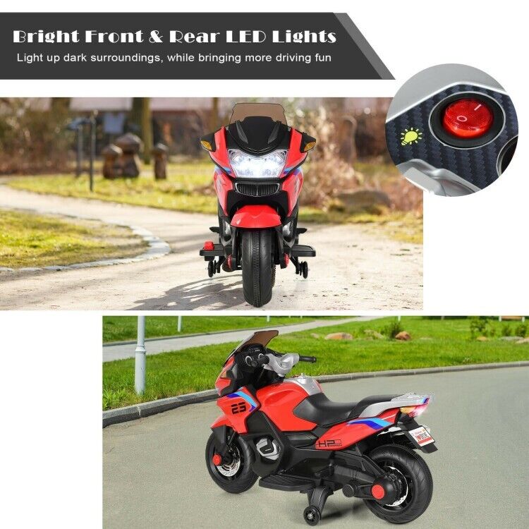 Electric Toddler Motor Bike with 12V Battery and Training Wheels for Outdoor Fun
