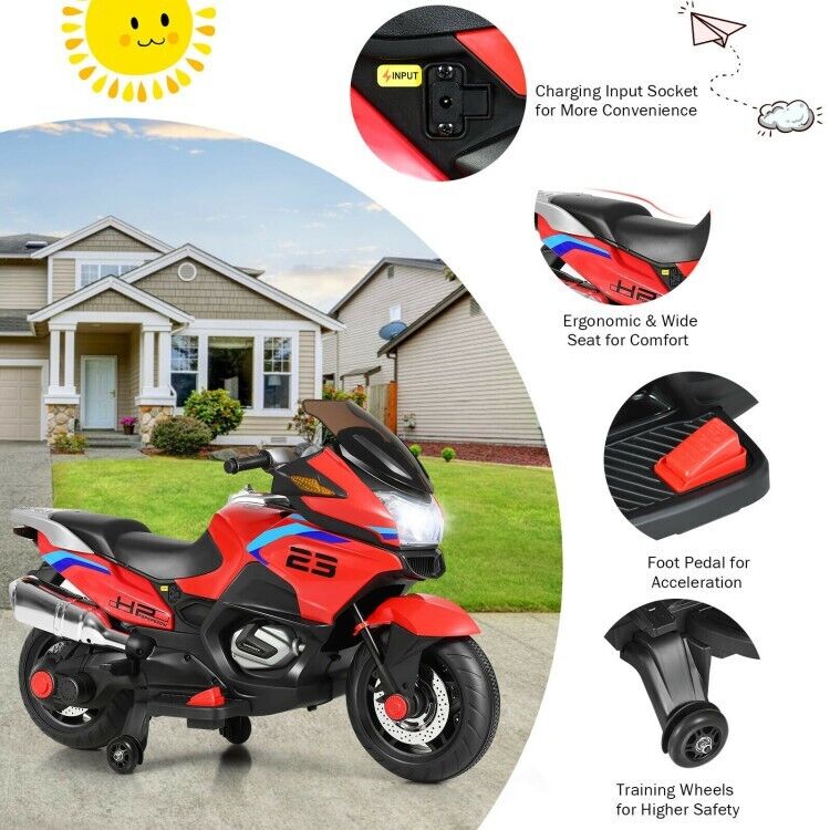 Electric Toddler Motor Bike with 12V Battery and Training Wheels for Outdoor Fun
