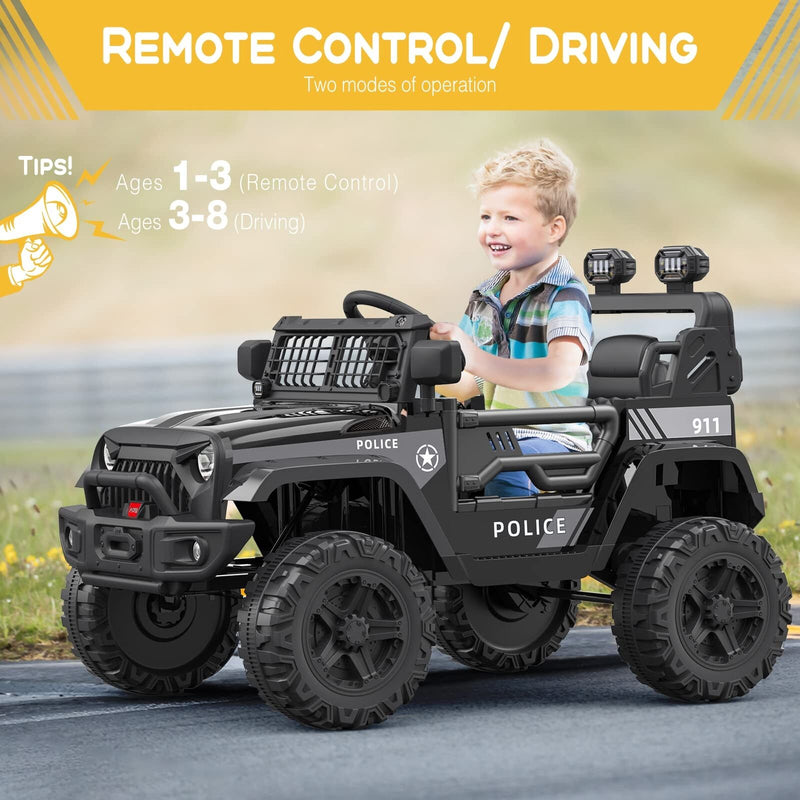 Premium 12V Electric Ride-On Truck for Kids with Remote Control and 2 Speed Options - LED Lights Included