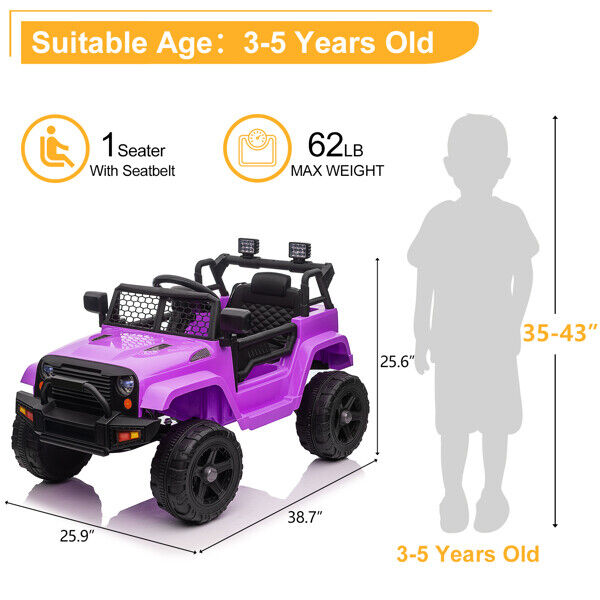 Electric Toy Jeep for Kids with LED Lights, MP3 Player, and Remote Control - Perfect Gift for Young Drivers!