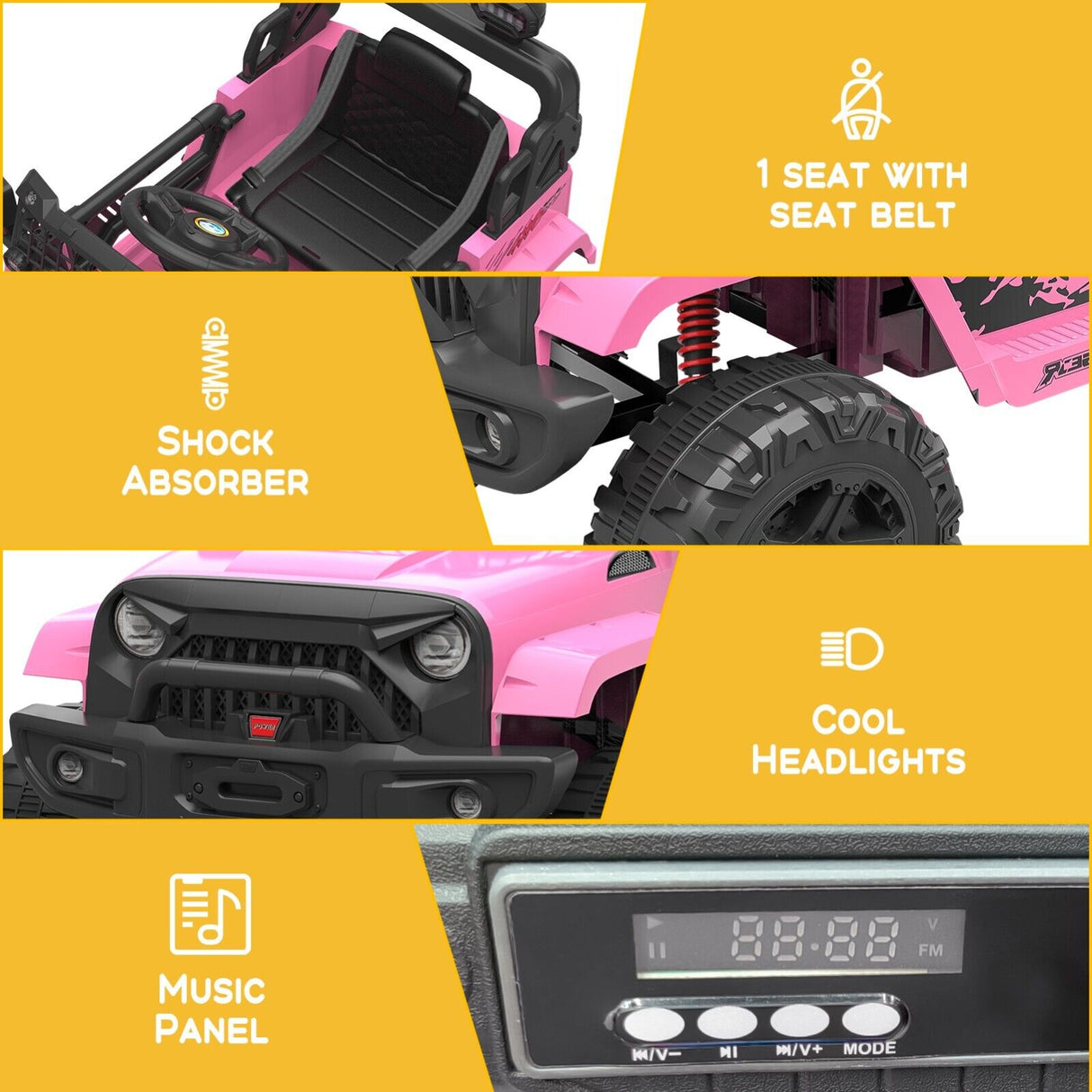 Electric Toy Truck for Kids with Bluetooth and Remote Control - 12V Ride On Car