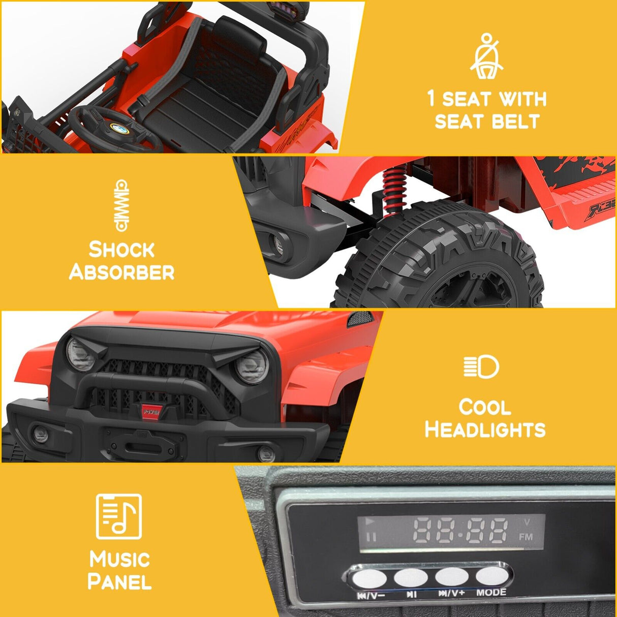Electric Toy Truck for Kids with Bluetooth and Remote Control - 12V Ride On Car