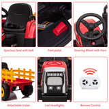 Electric Tractor Toy with Trailer and Music - Perfect Christmas Gift for Kids (12V)