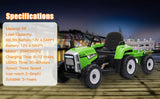 Green 12V Electric Tractor with Trailer for Kids - Remote Control Ride On Toy for Toddlers