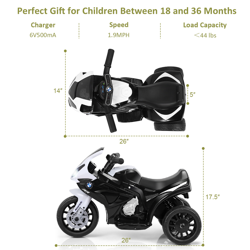 Electric Tricycle Motorcycle for Kids with Rechargeable Battery - Ideal for Boys and Girls