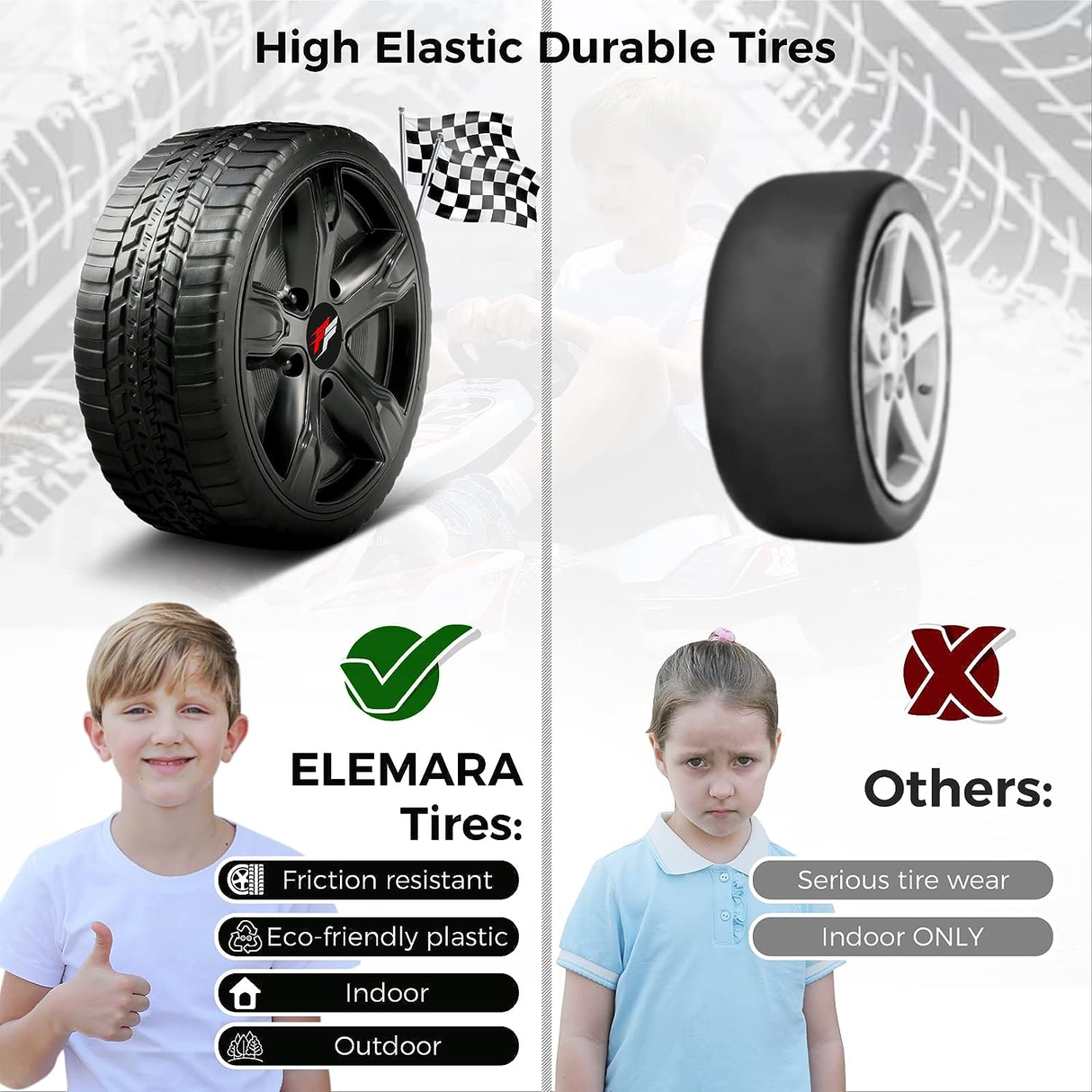 ELEMARA 12V 2WD Electric Go Kart for Kids - Battery Powered Ride On Car with Parental Remote Control