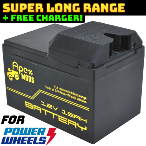 Enhanced 12V 15Ah Battery for Power Wheels, Outperforms Fisher Price 9.5Ah 12Ah