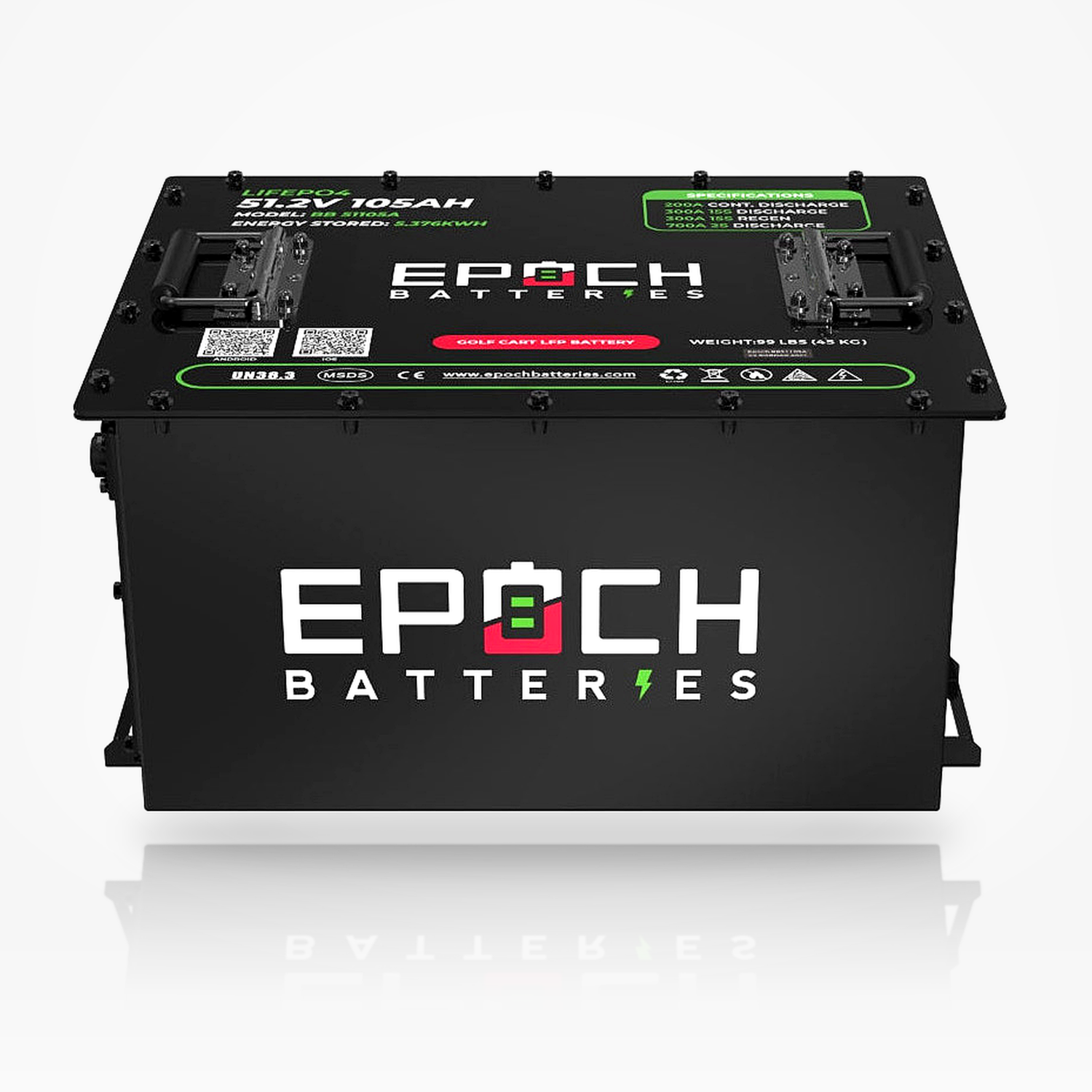 Epoch Batteries 72V 105Ah LiFePO4 Golf Cart Battery Complete Kit