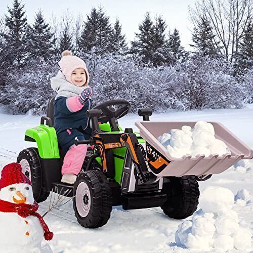 Excavate Fun with Our 12V Electric Ride-On Digger Truck for Kids - 3 Speeds, 7-LED Lights