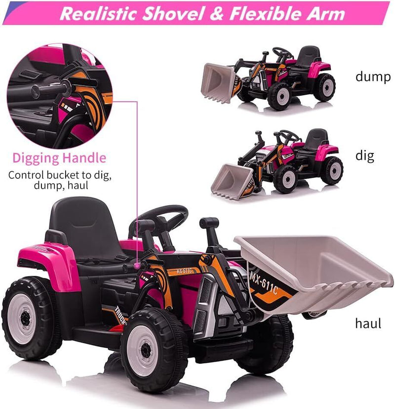 Excavator Ride-On Toy for Kids with Remote Control and 2+1 Gear Shift