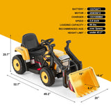Electric Ride-On Excavator Digger with Bluetooth Music and Remote Control - 3 Speeds, Yellow