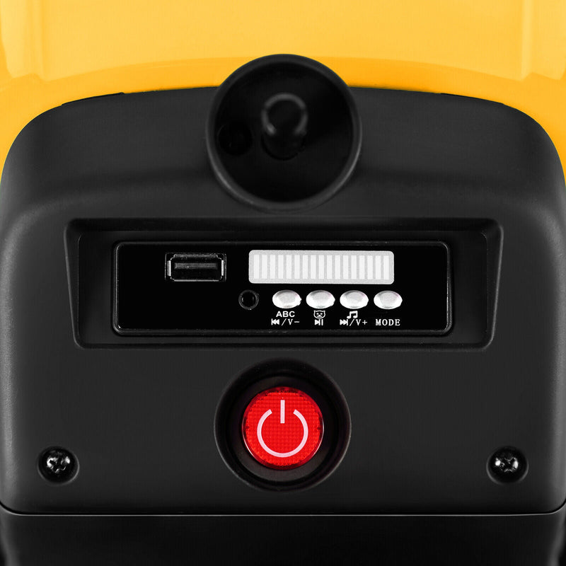 Electric Ride-On Excavator Digger with Bluetooth Music and Remote Control - 3 Speeds, Yellow