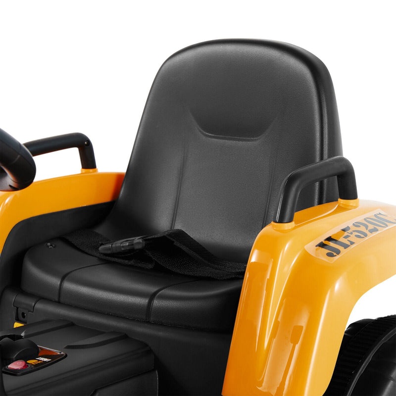 Electric Ride-On Excavator Digger with Bluetooth Music and Remote Control - 3 Speeds, Yellow